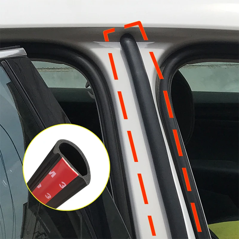 2Pcs Car Door Big D Seal Strip Filler Weatherstrip Edge Rubber Sealing For B Pillar Protection Front Auto Door Sealant For Cars