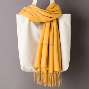 

200x70cm Women Girls Pashmina Candy Solid Color Scarf with Fringe Tassels Autumn Winter Soft Warm Long Slim Shawl Blanket Wraps