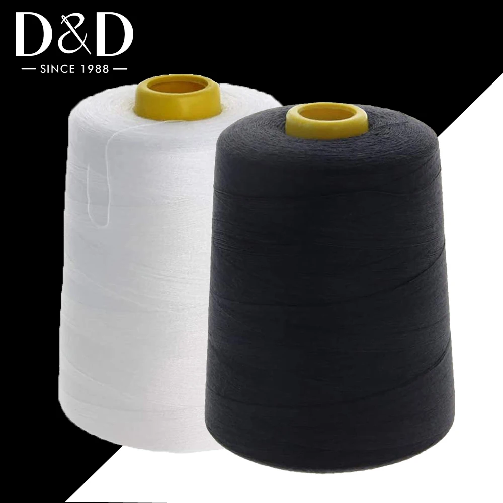 2 Spool of Polyester Sewing Thread for Sewing Machine 40S//2 White and Black