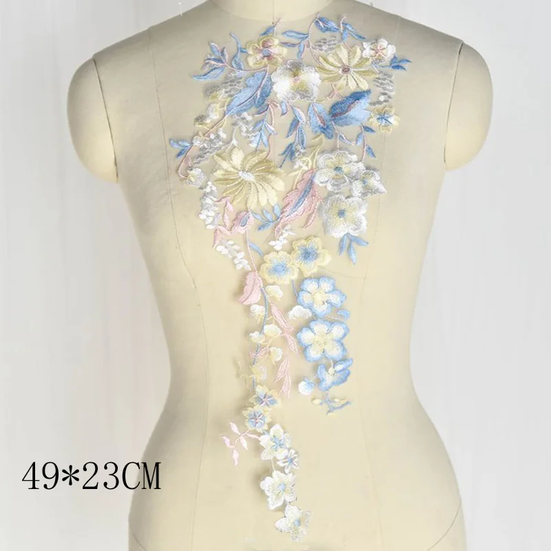 Gold Flower Lace Fabric Trim Ribbon Neckline Collar Embroidered Applique Sewing Craft Wedding Dress Clothes