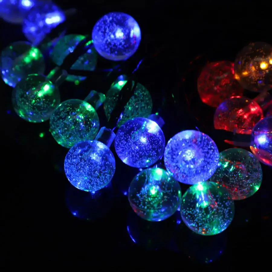 Солнечные 30LED круглые шары гирлянды для дома, сада, двора, вечерние лампы для украшения
