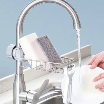 

Faucet Storage Rack Home Kitchen Stainless Steel Rag Finisher Sponge Brush Drain Rack Sink Storage Shelf