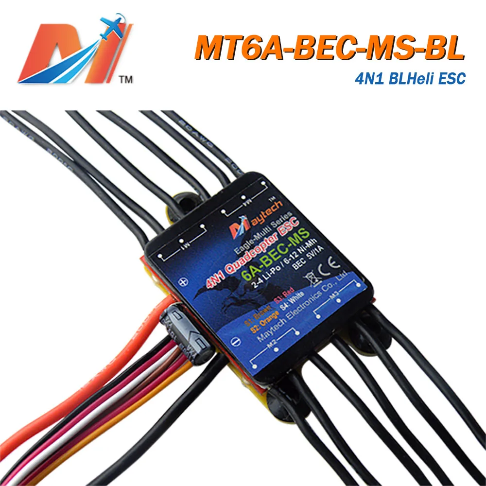 Maytech распродажа бесщеточный dc контроллер двигателя 6A 4 в 1ESC для rc Квадрокоптер Дрон