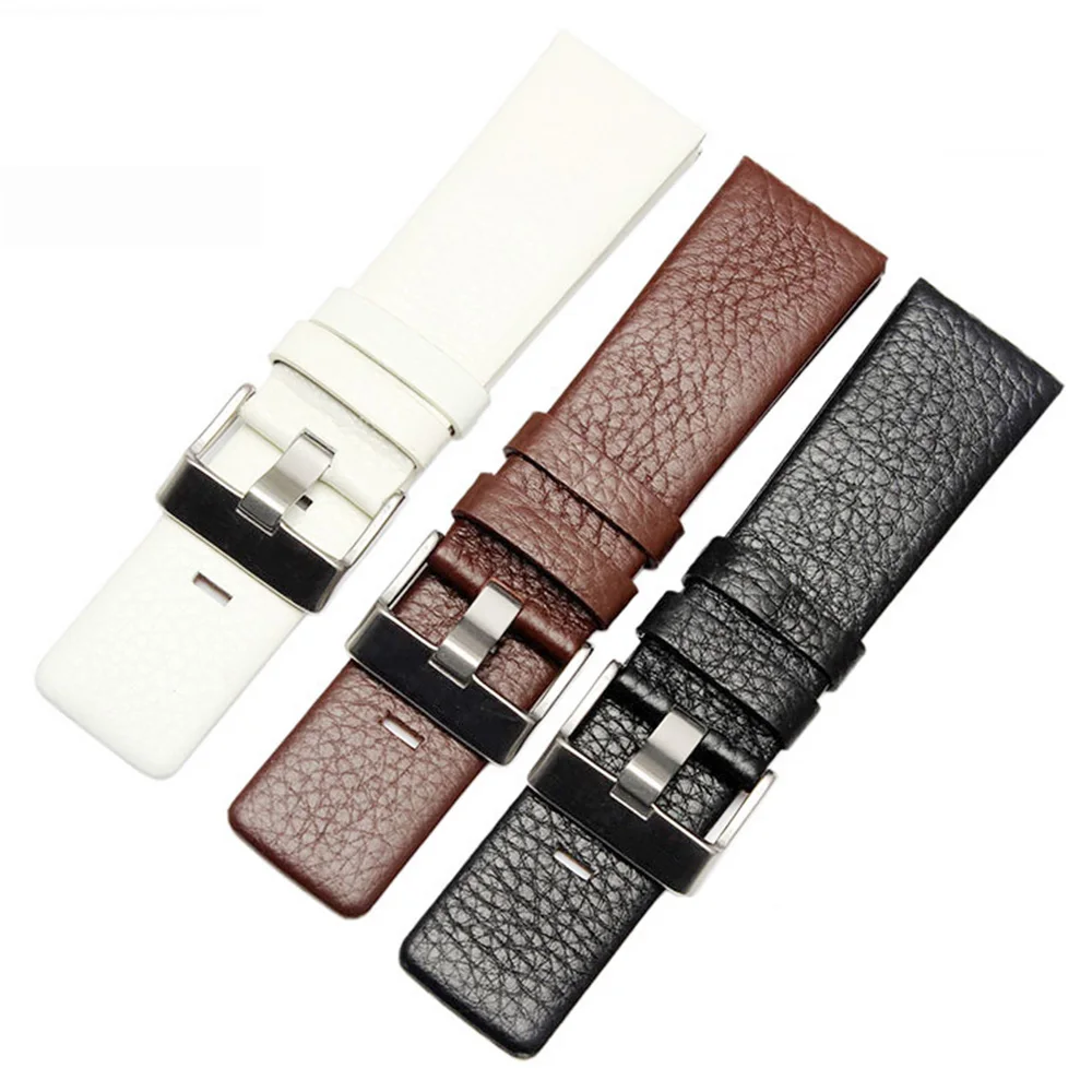

Genuine Leather Watchband 22 24 26 28mm Watch Bracelet For Diesel Watch Soft Litchi Leather Strap Women Men Bracelet Black Brown
