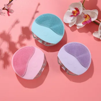 

Facial Cleansing Brush Vibration Face Cleaner Silicone Deep Pore Cleaning Electric Massage Soft Face Skin Care USB