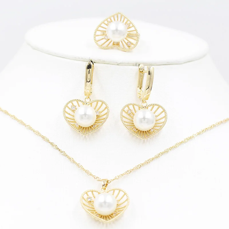 Женский ювелирный комплект из колье серёг и кольца золота 585 пробы|Ювелирные