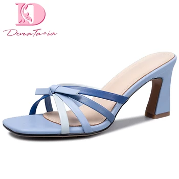

Doratasia 2020 Top Quality Elegant High Heels Slipper Mules Summer Shoes Women Sandals Skin Insole Pumps