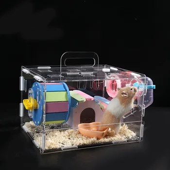 

Hamster supplies high-grade acrylic hamster cage home small hamster cage small hamster cage boutique villa luxury hamster room