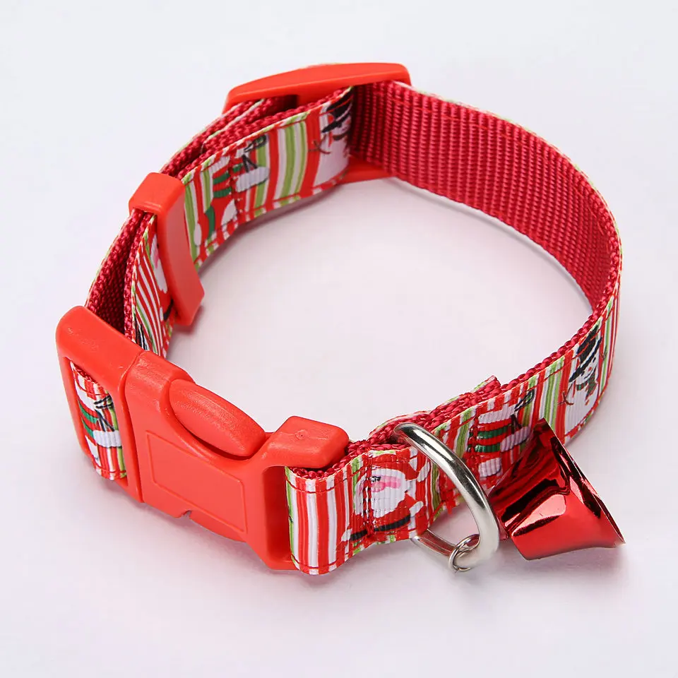 Christmas Pet Dog Collar With Bell Adjustable Neck Strap Collar For Small Medium Dogs Chihuahua Christmas Pet Product Supplies