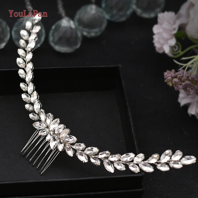 TOPQUEEN HP301 Indian Bridal Hair Accessories Alloy Flower Bridal Crowns and Tiaras Silver Hair Pieces Wedding Hair Jewelry HP339-Silver