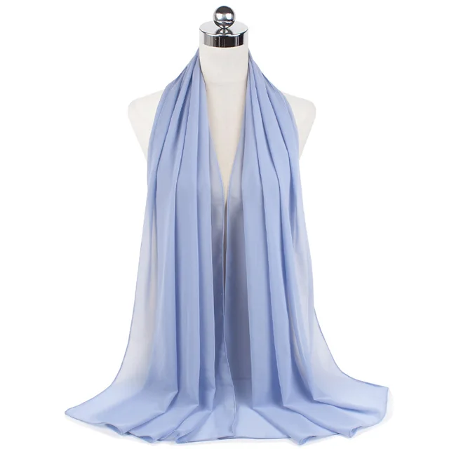 High Quality Good Stitching Stitch Plain Premium Heavy Chiffon Hijab Scarf Malaysian Women's Scarves Hijabs Long Shawl Shawls 49