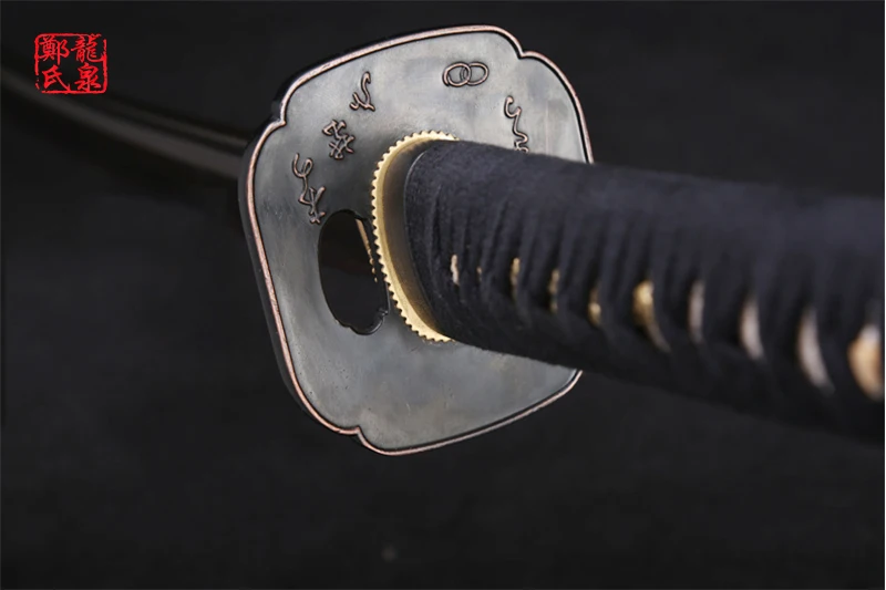 Катана самурайский японский стиль меч ручной ковки сложенный стальной синий клинок острый край черный Сая декоративное ремесло