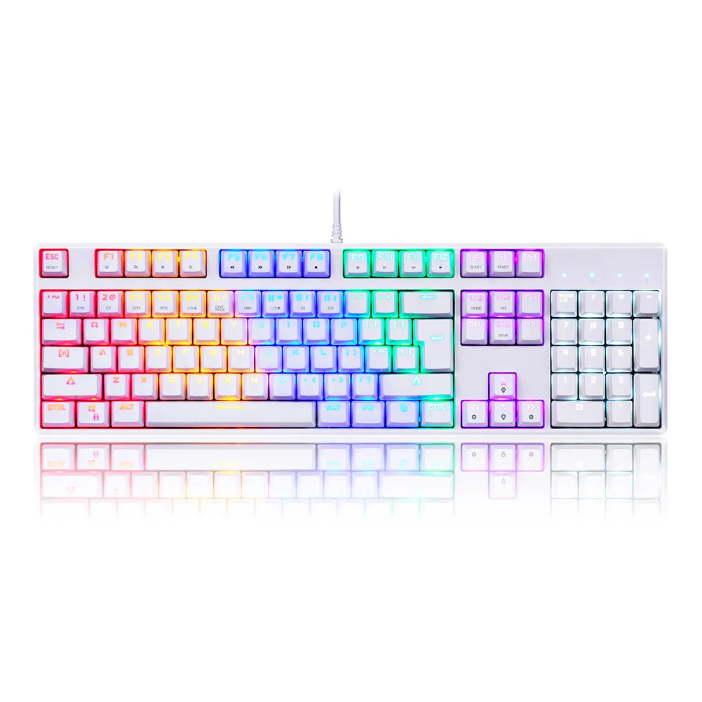 Белый USB Проводная игровая механическая клавиатура RGB подсветка 104 клавиш анти-ореолы ключи JHP-лучший - Цвет: Белый