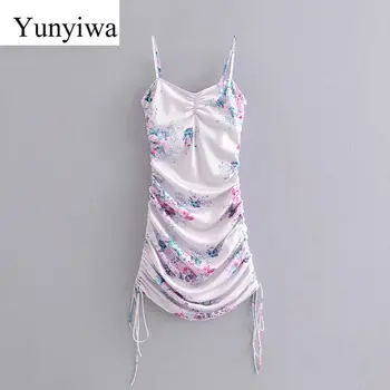 

2020 Women's Smoke Purple Flower Rope Sling Dress Women Sexy Spaghetti Strap Club Dresses Elegant summer Clothes Vestidos