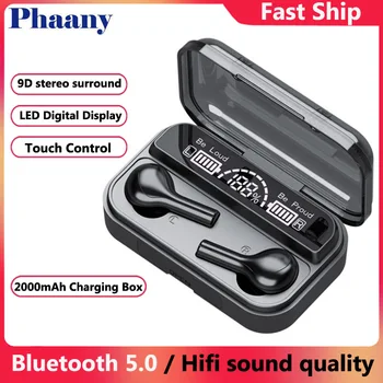 

Phaany TWS Bluetooth 5.0 Headphone Wireless Earphone Touch Control Waterproof 9D Stereo Sport Gaming Headset LED Display
