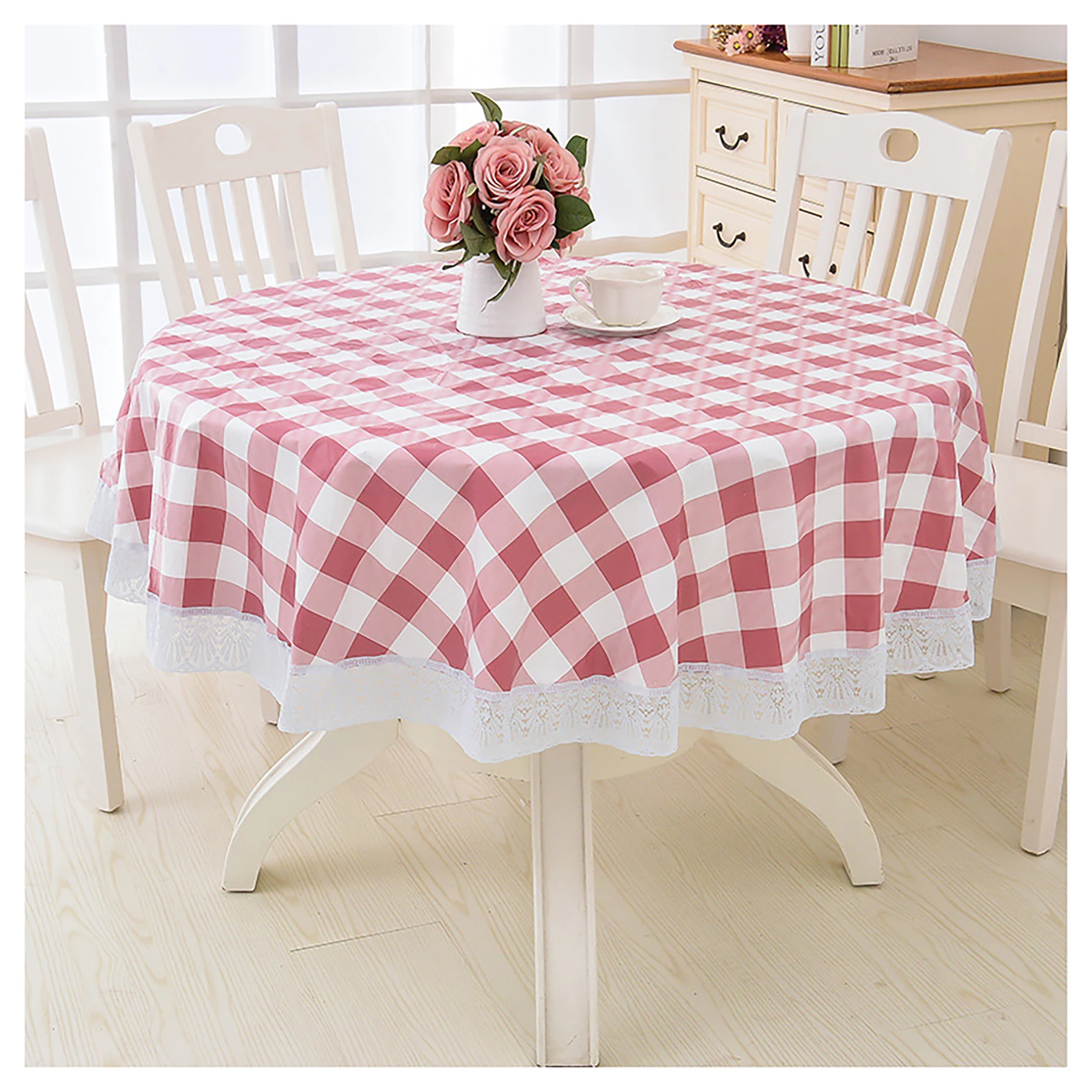 

Water and Oil-Proof Round Coffee Table Tablecloth, Small Retro Tablecloth, Nordic Style, Simple Pastoral Style Tab