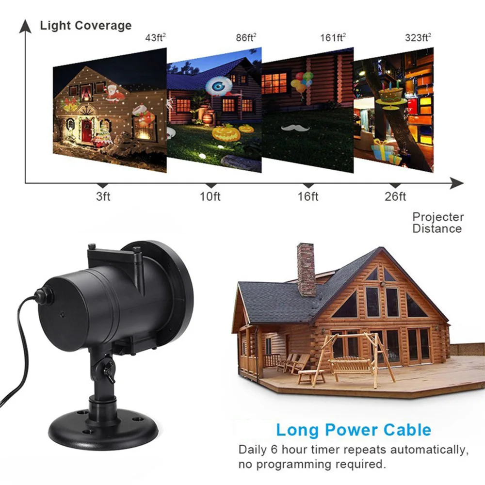 New Waterproof Moving Laser Projector Lamps 12 Patterns LED Stage Light For Christmas New year Party Light Landscape Garden Lamp
