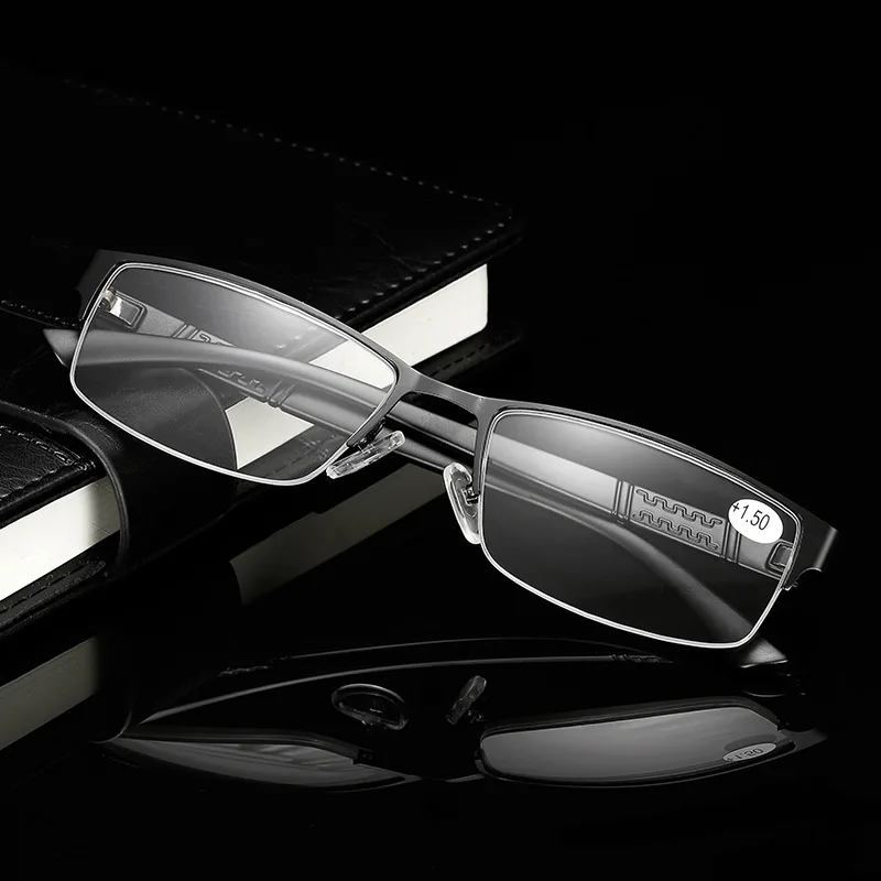 Zilead Сплав Мужские полурамки очки для чтения бизнес прозрачные линзы пресбиопические очки при дальнозоркости+ 1. 0.+ 4,0 унисекс
