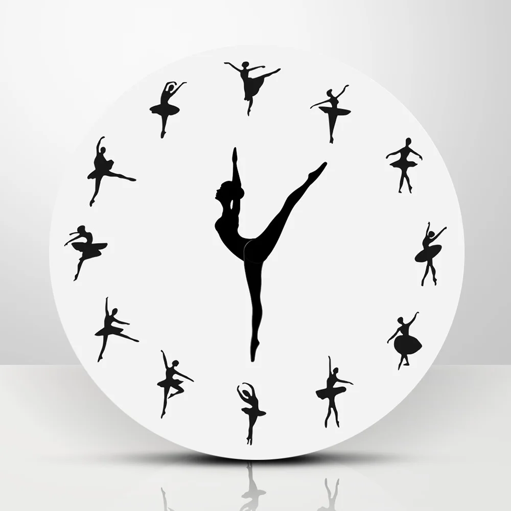 Baby Girl Ballet Wall Clock Ballerina Moving Leg Dancing Clock Charming Ballerina Wall Watch Girl Bedroom Decor Reloj De Pared