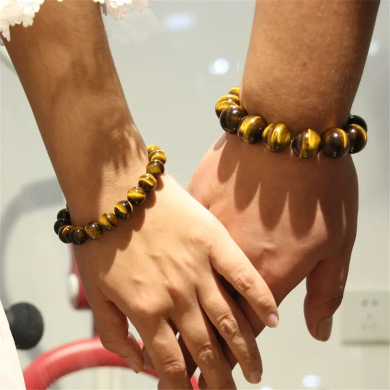 Мужской браслет с бусинами из натурального камня ручной работы тигриным глазом 6