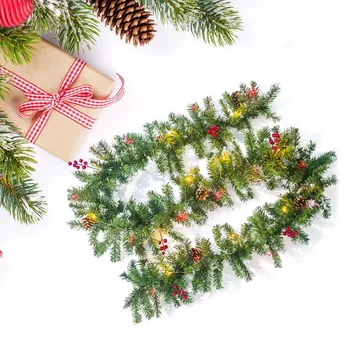 

2.7m Artificial Green Christmas Garland Wreath Xmas Party Decor Christmas Tree Rattan Hanging Pendant & Drop Ornament With Light