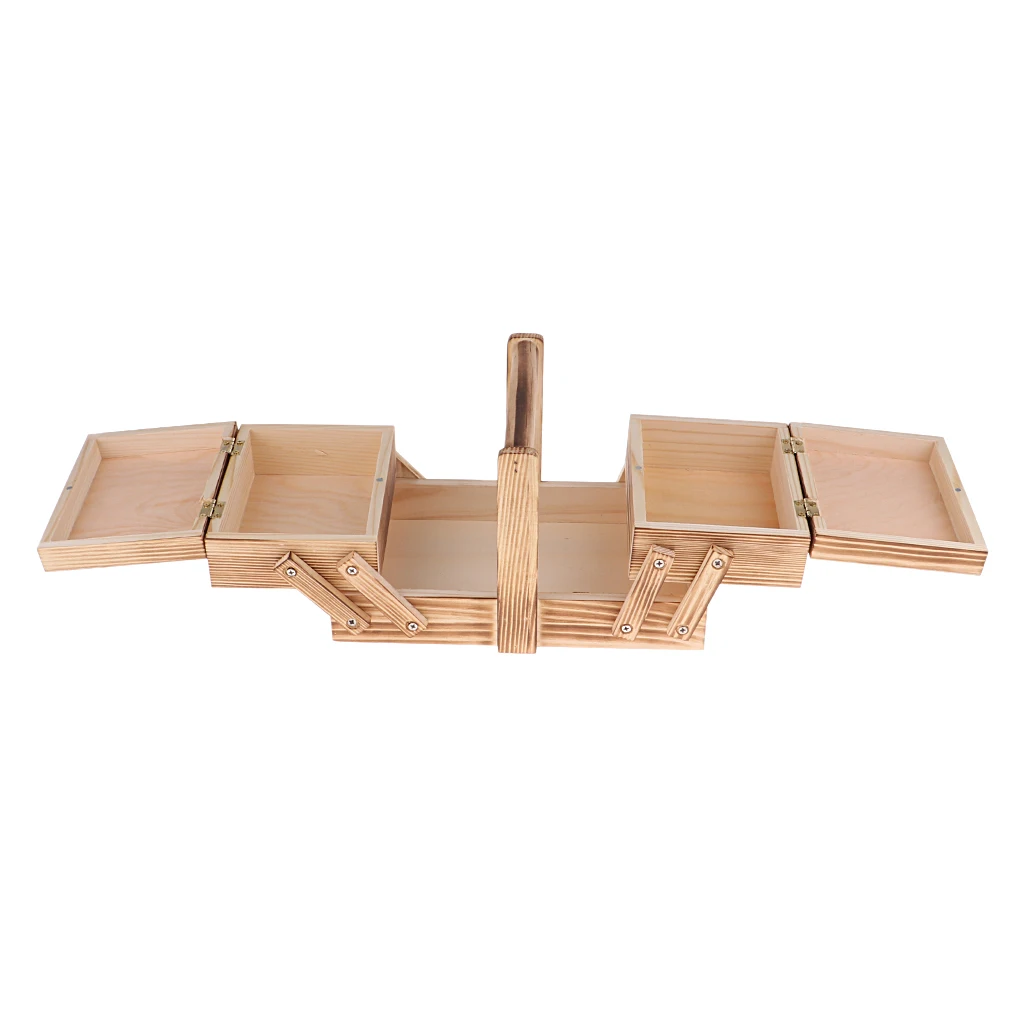 3 Drawer Wooden Cantilever Sewing Box Case for Woman Jewelry Necklace Holder