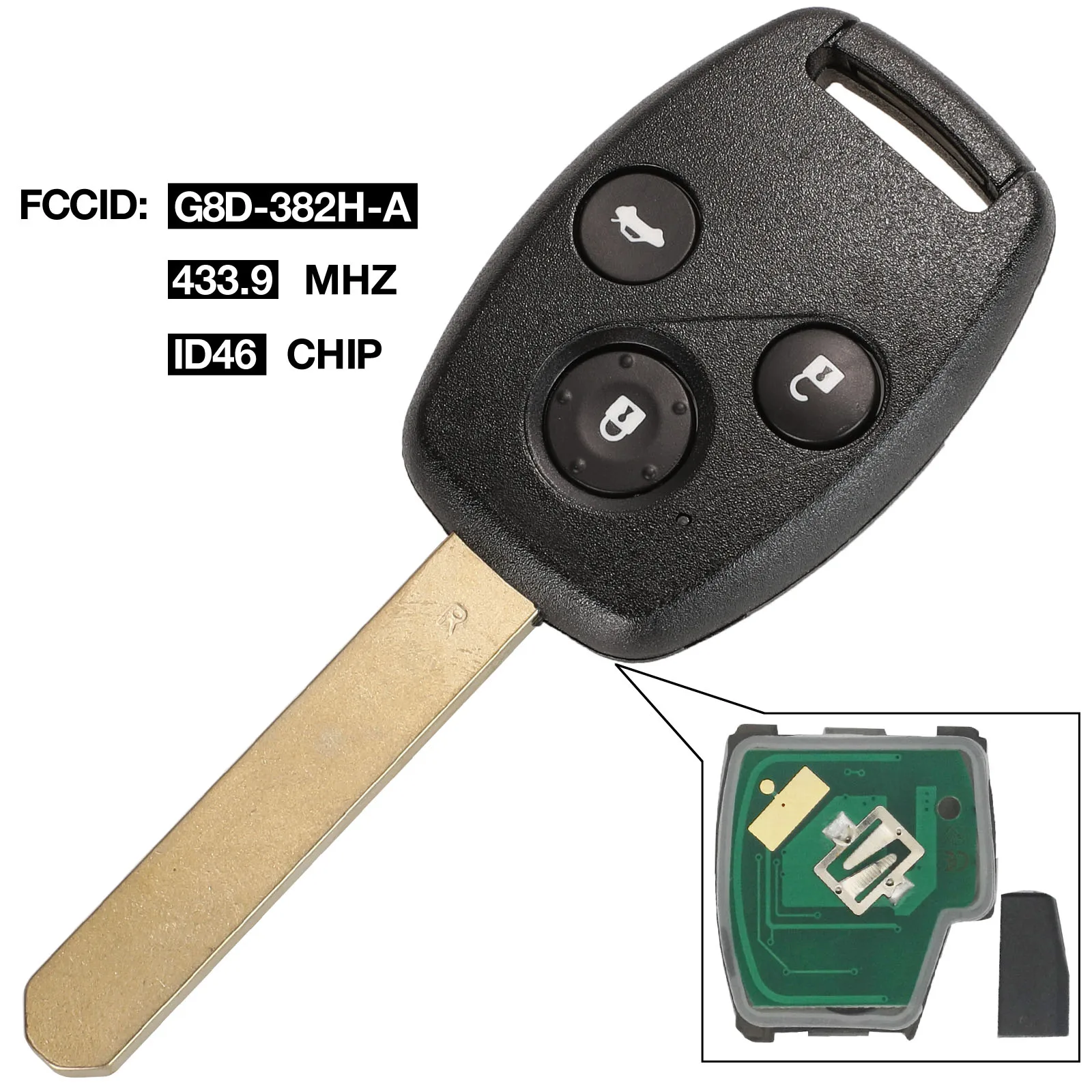 Kutery G8D-382H-A/G8D-384H-A Автомобильный Дистанционный ключ Подходит для Honda Accord Element CR-V HR-V City Odyssey, Civic 3 кнопки 433,9/315 МГц