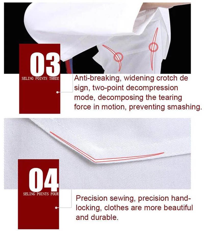 Taekwondo Clothing Karate Uniform For Adult Kids Student Beginners Kung Fu Clothes Martial Art Suits with Free Belt Black or Red (20)