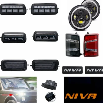 

For Lada Niva 4X4 1995- LED tail lights For Lada Niva 4x4 7 Inch LED Headlamps Daytime Running Lights For LADA NIVA Accessories