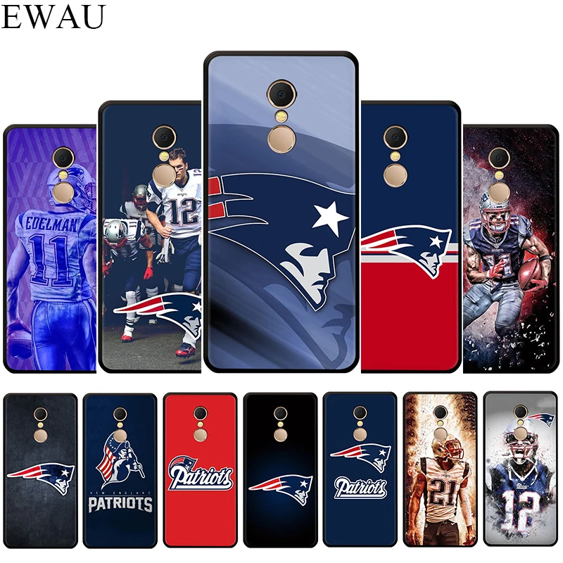 

EWAU New England Patriots Silicone phone case for Xiaomi Redmi Note 4 4X 5 6 7 8 Pro 5A Prime