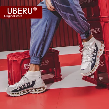 

2020new trend blade running men's shoes men's casual men's sports shoes mesh thick bottom flying woven large size 46sports shoes