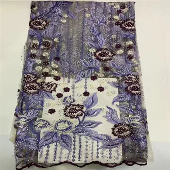 

2019 High Quality African Lace Fabric Dusty Pink French Net Embroidery Tulle Lace Fabric For Nigerian Wedding Party Dress