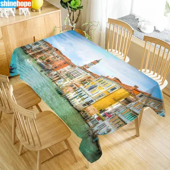 

Custom Venice House Scenery Table Cloth Oxford Print Rectangular Waterproof Oilproof Wedding Table Cover 100X140cm140X250cm