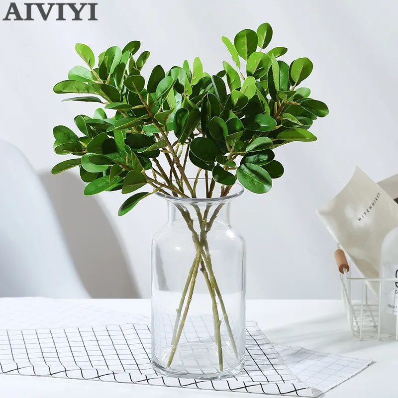 

Artificial flower Eucalyptus leaves Plastic real touch latex green Plant wall DIY wedding decor garden Christmas tree leaf