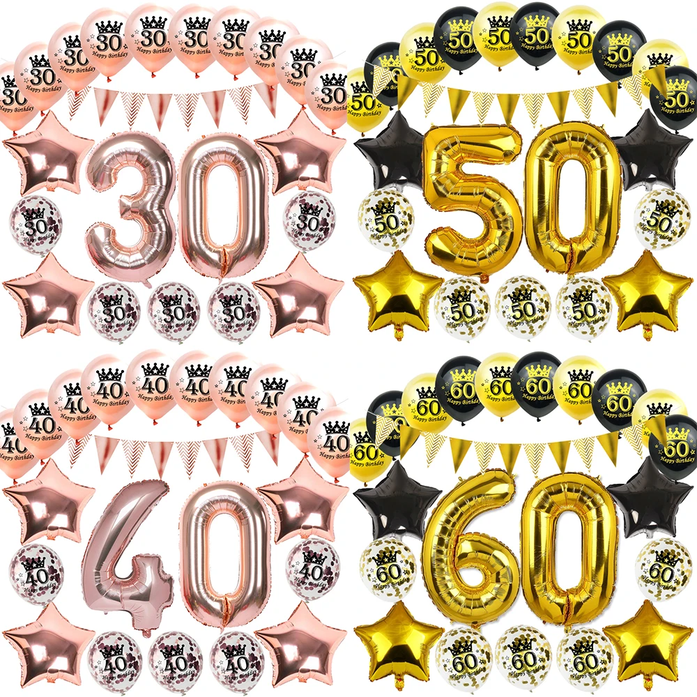 Birthday Inflatable Confetti Number Balloons 18 21 30 40 50 60 70 80 90 Year Party Decoration Adult Digit Helium Balons | Дом и сад
