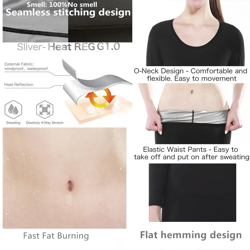 Body Shaper Sauna Suits Sweat Slimming Pants Waist Trainer Long Sleeve Shirt Sets Workout Leggings Tops Control Panty Shapewear