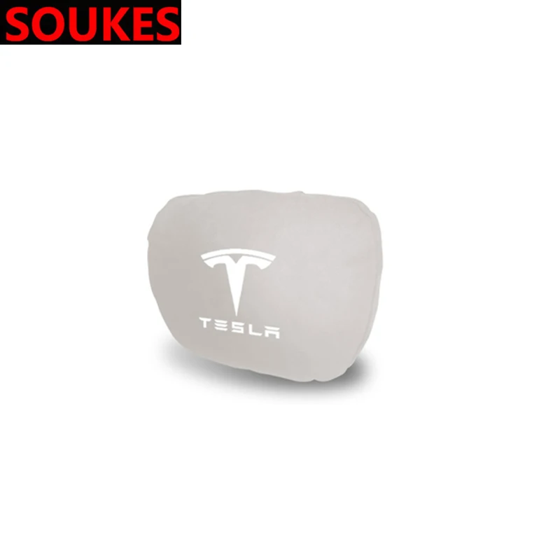 1 комплект для Tesla модель S модель X 3 P100D P85D автомобильное сиденье поддерживает подушку для спины поясничная Подушка подголовник шеи пены памяти - Название цвета: pillow beige