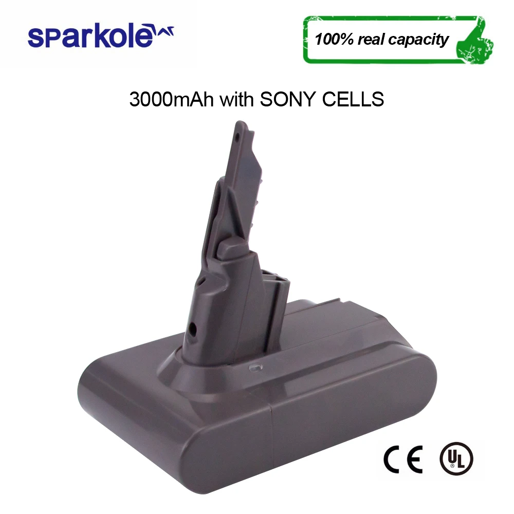 SPARKOLE 21,6 V 2.2Ah батарея li-ion с импортированная батарея ячейки для Dyson V6 DC58 DC59 DC61 DC62 животного DC72 DC74 1000 циклов UL и CE