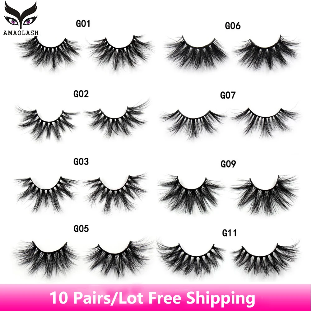 

AMAOLASH 10 Pairs/Lot 25mm Lashes 3D Mink Eyelashes High Volume Crisscross Dramatic Long Eye lashes Fluffy Soft False Eyelashes
