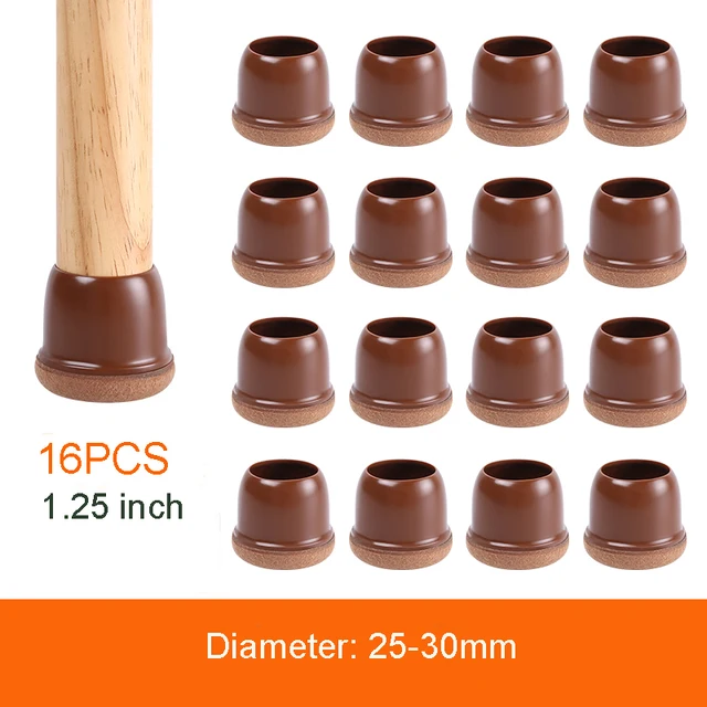 Transparent Table Chair Leg Protectors Caps Round Square for Furniture Foot Legs Cover Floor Protector with Wrapped Felt Bottom Fit leg DIA 25-30mm