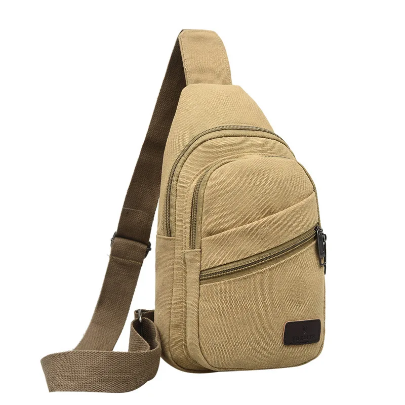 

2019 New Style Fashion Simple Canvas Multi-functional Canvas Chest Bag Solid Color Retro Breathable Men's Bag