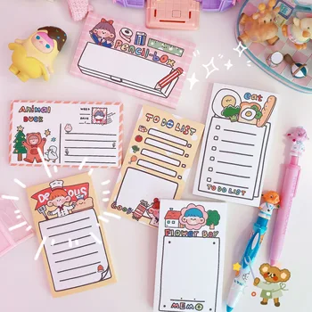 

50 Sheets Cute Korean Sticky Note Pad Kawaii Stationery Planner Planner Writing Paper Bookmarks for School Books Office Supplies