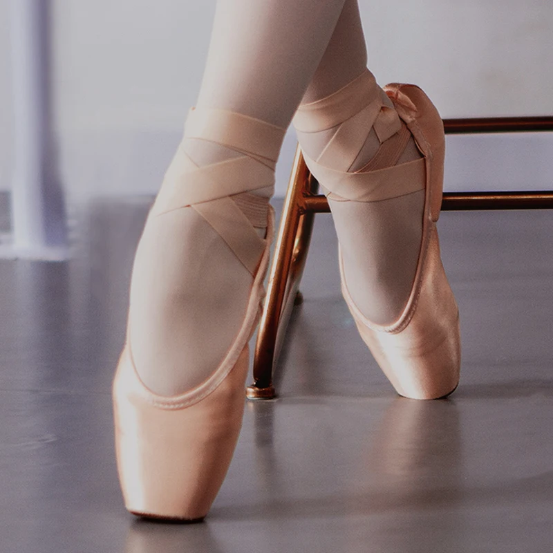 UStyleVampSatinPointeShoesSuedeOutsoleBalletMediumWidthPink