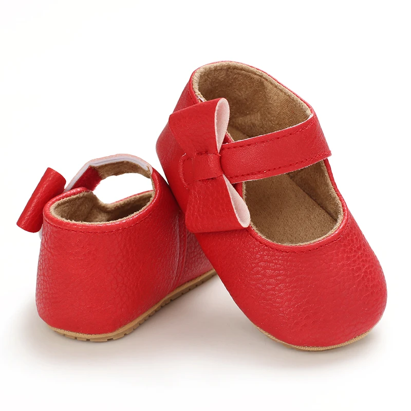 Infant Newborn Baby Girls Princess Non-Slip Floral Border Shoes Toddler Baby Soft PU Leather Prewalker Shoes Solid First Walkers