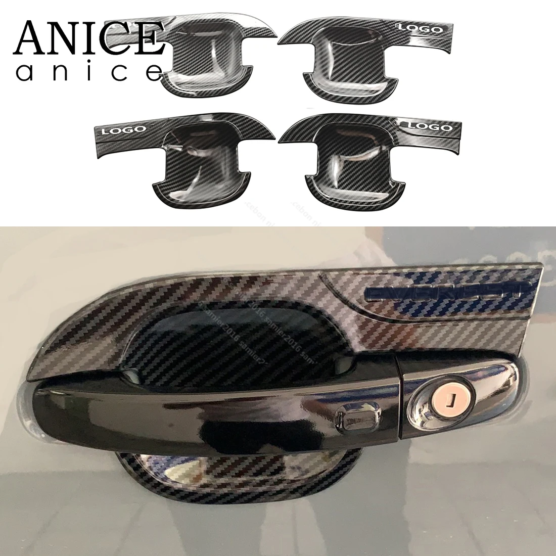 4 шт. цвет из углеродного волокна внешняя дверная ручка Чаша декоратор отделка