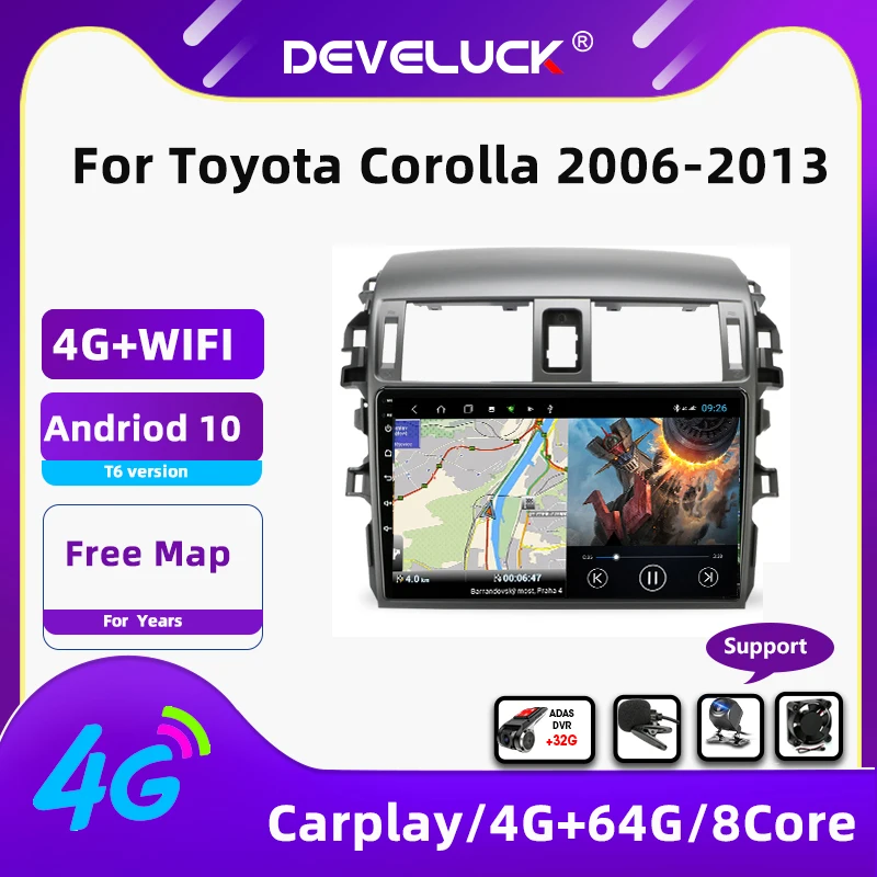Android9.0 4G Автомобильный Радио мультимедийный плеер для Toyota Corolla E140/150 2006 2013 AutoStereo 2 DIN
