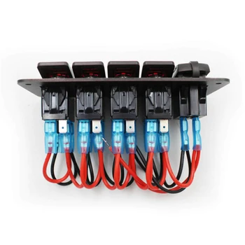 

USB Switch Panel For Car Boat Marine RV Truck LED 12V-24V Aluminum 5 Gang Rocker