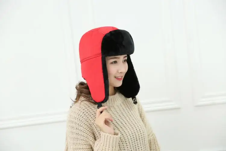 Men's Hat Winter Cotton Cap Thick qi che mao Women's Youth Winter Wind-Resistant Cold Earmuff Masks Elderly Ushanka
