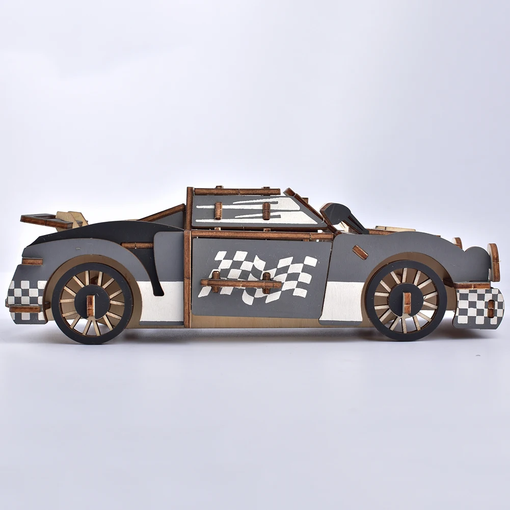 1 Набор деревянных 3D пазлов, игрушка для спортивных гоночных автомобилей, пазлы DIY, Сборная модель, детская развивающая игрушка, подарок для детей