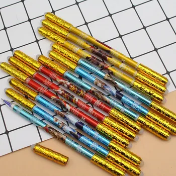 

4Pcs Creative Erasable Gold Hoop Rotating Pen Spinning Gaming Pen for Kids Pens Blue ink Gel Pen Cute Stationery School Supplies